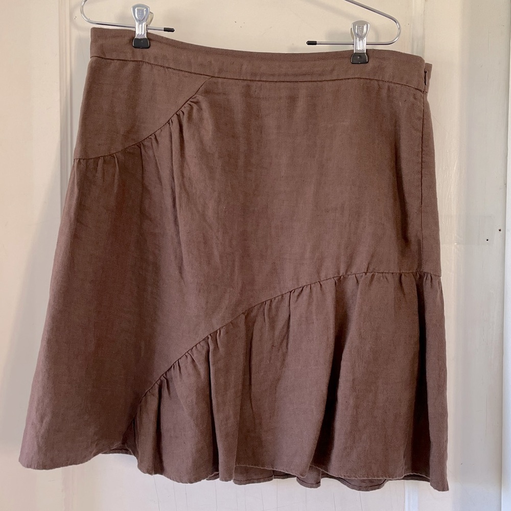Elevenses brown linen skirt